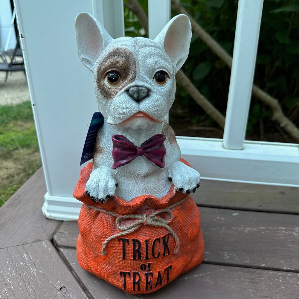 Humane Society French Bulldog Halloween Trick or Treat Sack Figurine 14in White - Picture 13 of 14